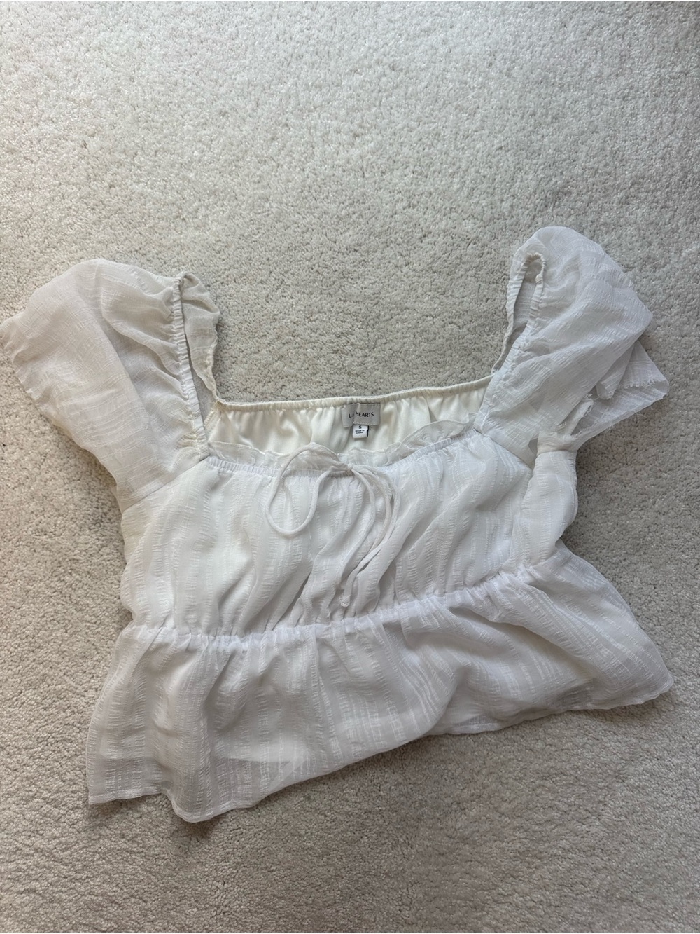 LA Hearts Pacsun White Puff Sleeve Peplum Top